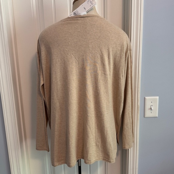NEW C.T. Plage 38 Cashmere Blend V-Neck Sweater ~ US Small Beige Minimalist - Picture 2 of 7